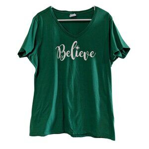 Port & Company Women's Believe T-Shirt, Green, Size XL, 100% Cotton